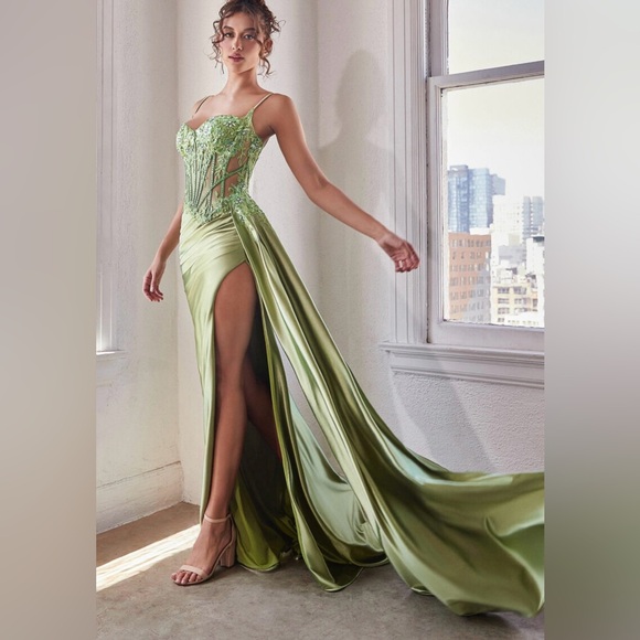 Ladivine by Cinderella Divine Embellished Lace & Satin Fitted Gown - Picture 2 of 4